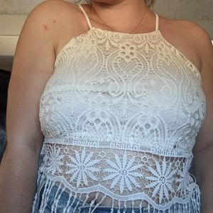 White boho lace shirt